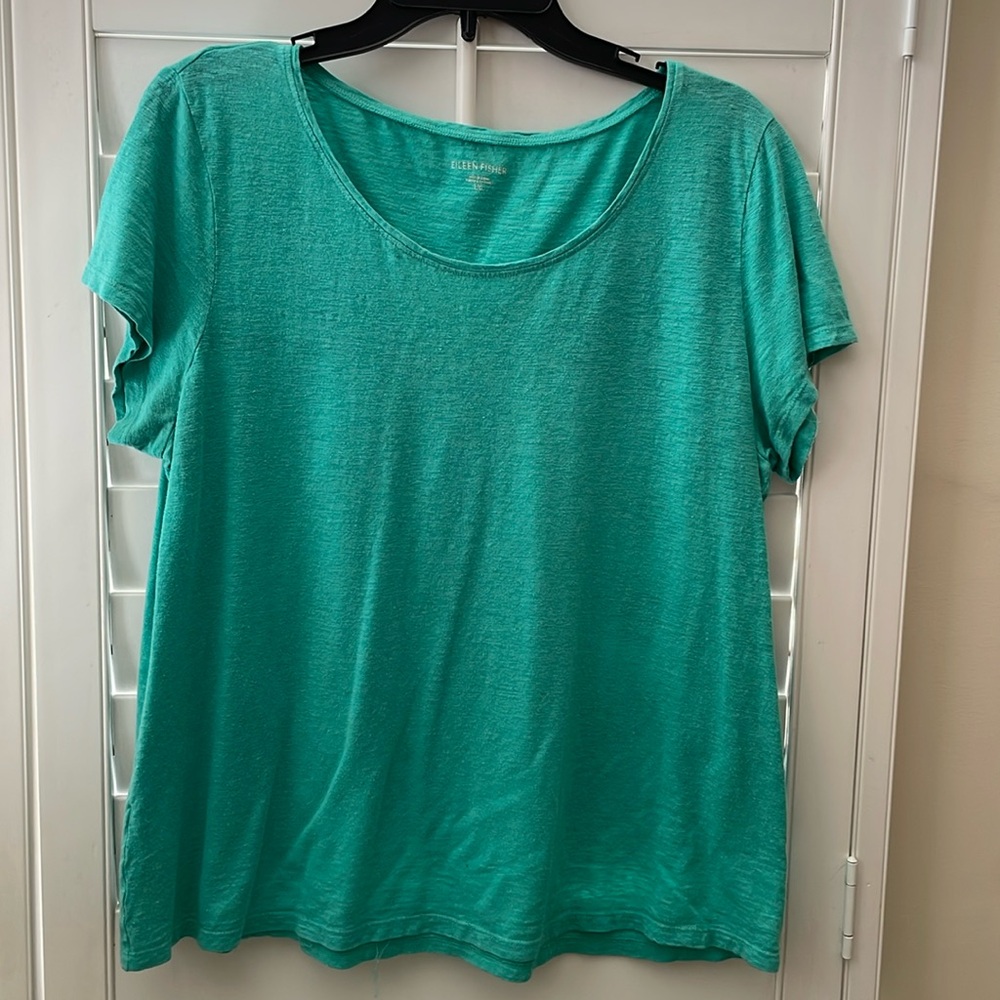 Eileen Fisher round neck short sleeve top.
